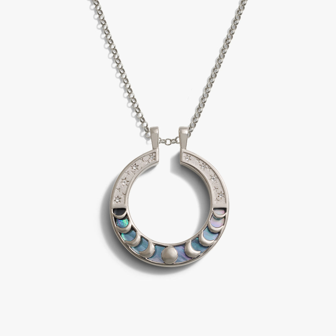 Awe Inspired Necklaces Black Mother of Pearl Moon Phase Halo Necklace