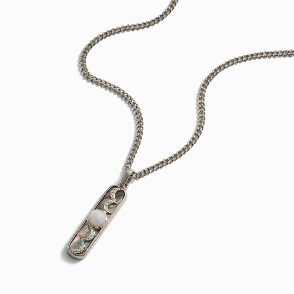 Awe Inspired Necklaces Black Mother of Pearl Moon Phase Necklace