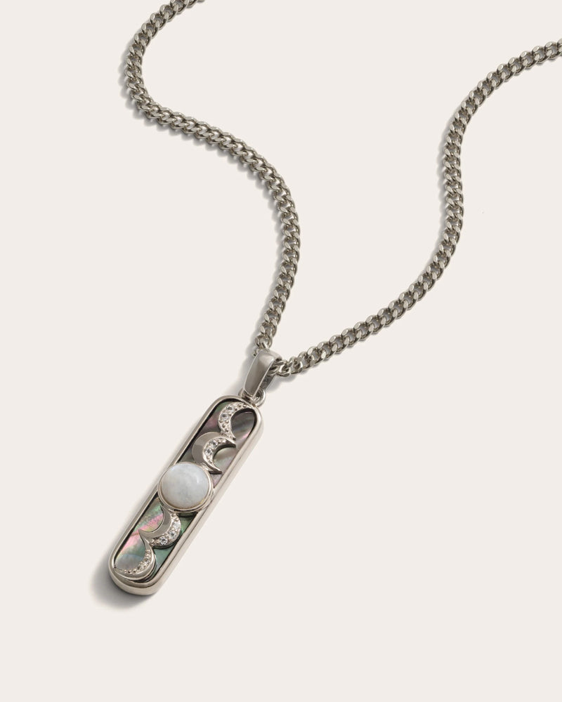 Awe Inspired Necklaces Black Mother of Pearl Moon Phase Necklace