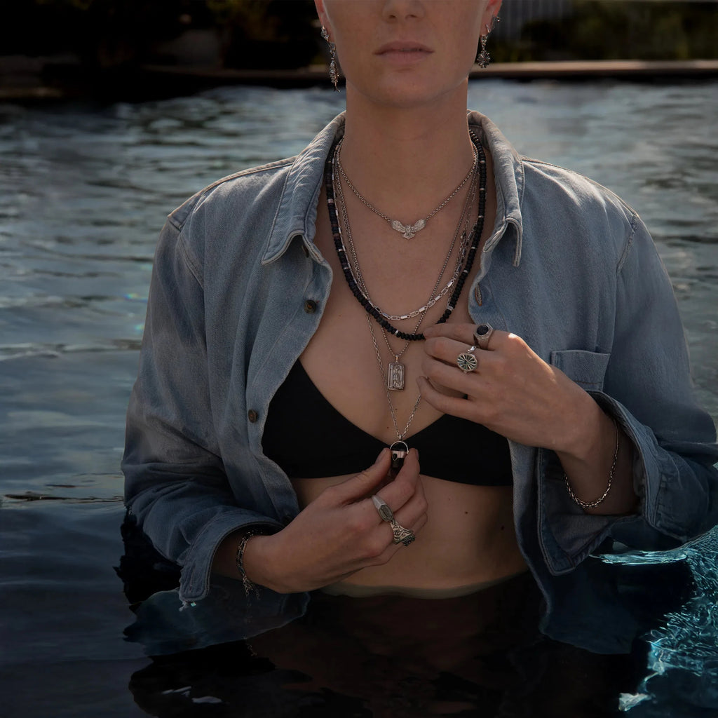 Awe Inspired Necklaces Black Opal Meditation Necklace