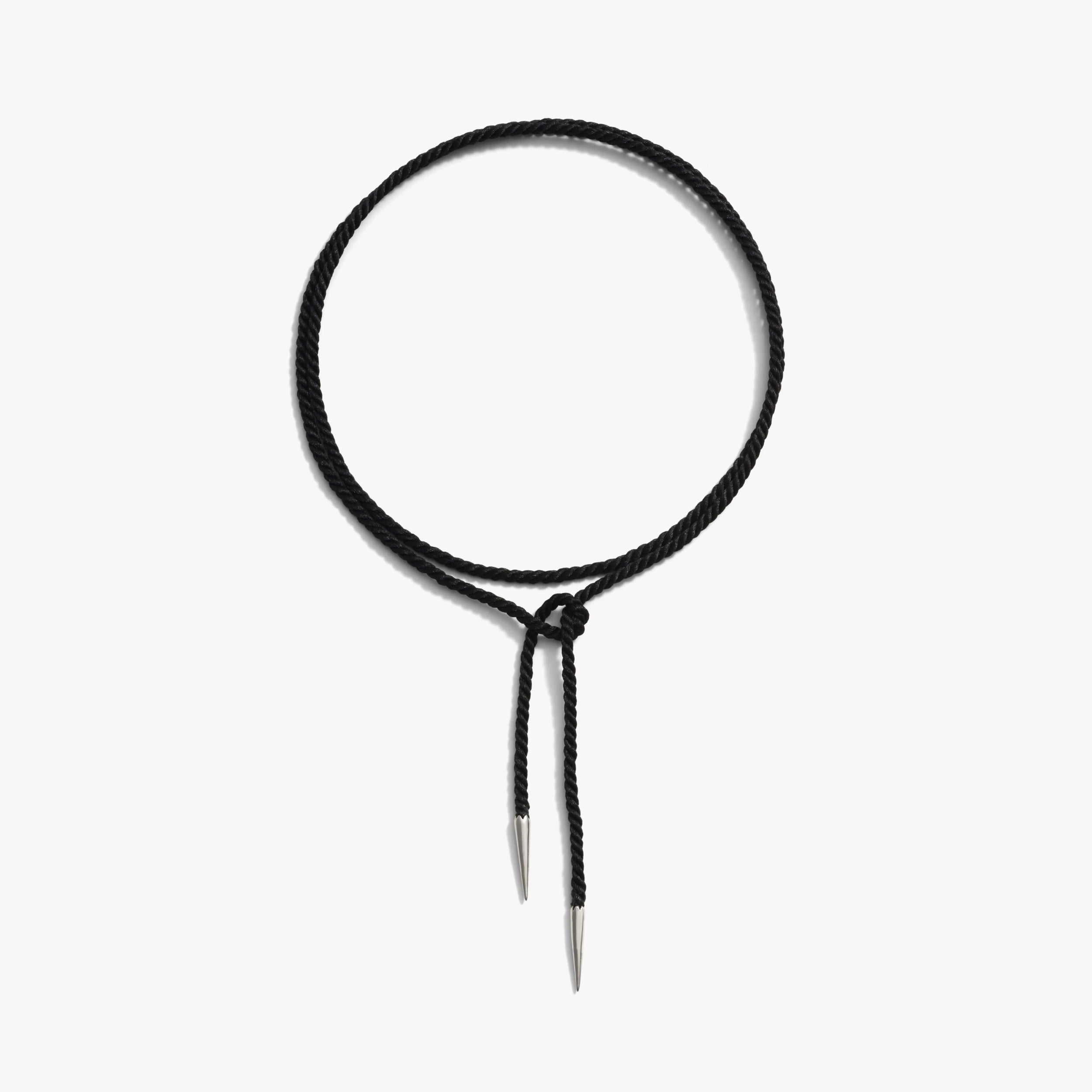 Awe Inspired Necklaces Black / Sterling Silver Twisted Silk Cord Necklace