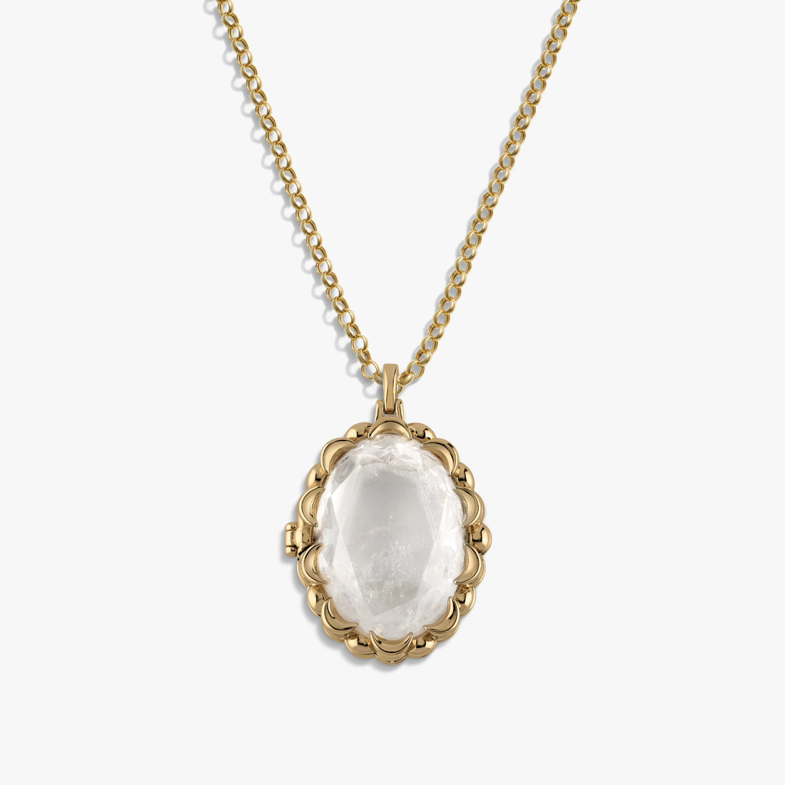 Awe Inspired Necklaces Clear Quartz / 14K Yellow Gold Vermeil / 16-18" Rolo Oracle Locket Necklace
