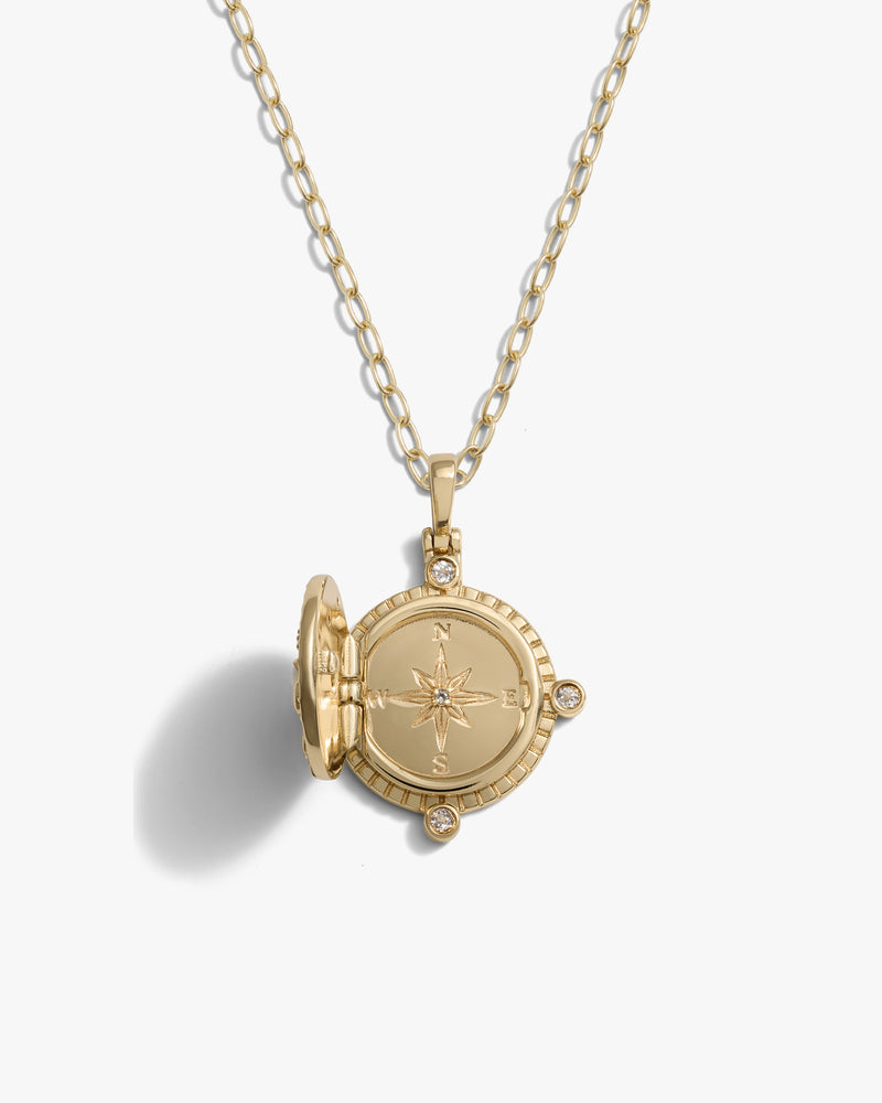 Awe Inspired Necklaces Compass Locket Necklace