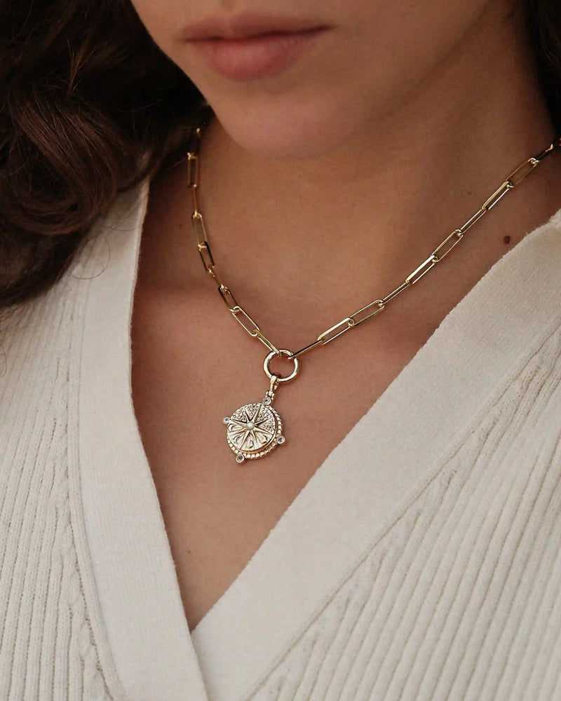 Awe Inspired Necklaces Compass Locket Single Charm Necklace