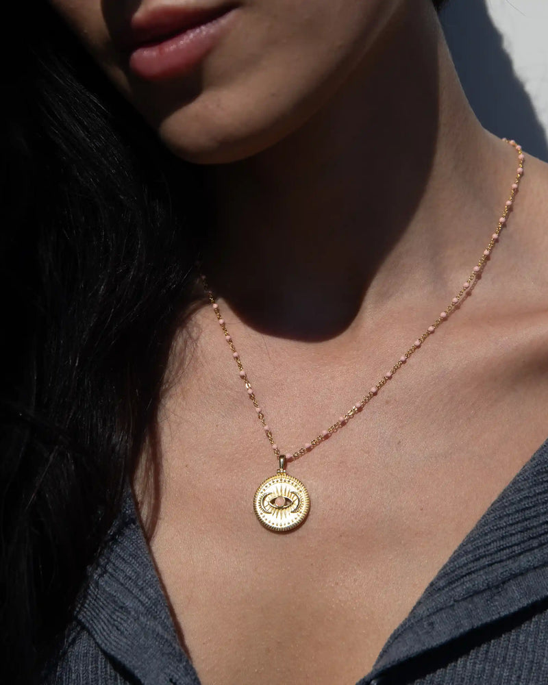 Awe Inspired Necklaces Cosmic Eye + Blush Enamel Necklace