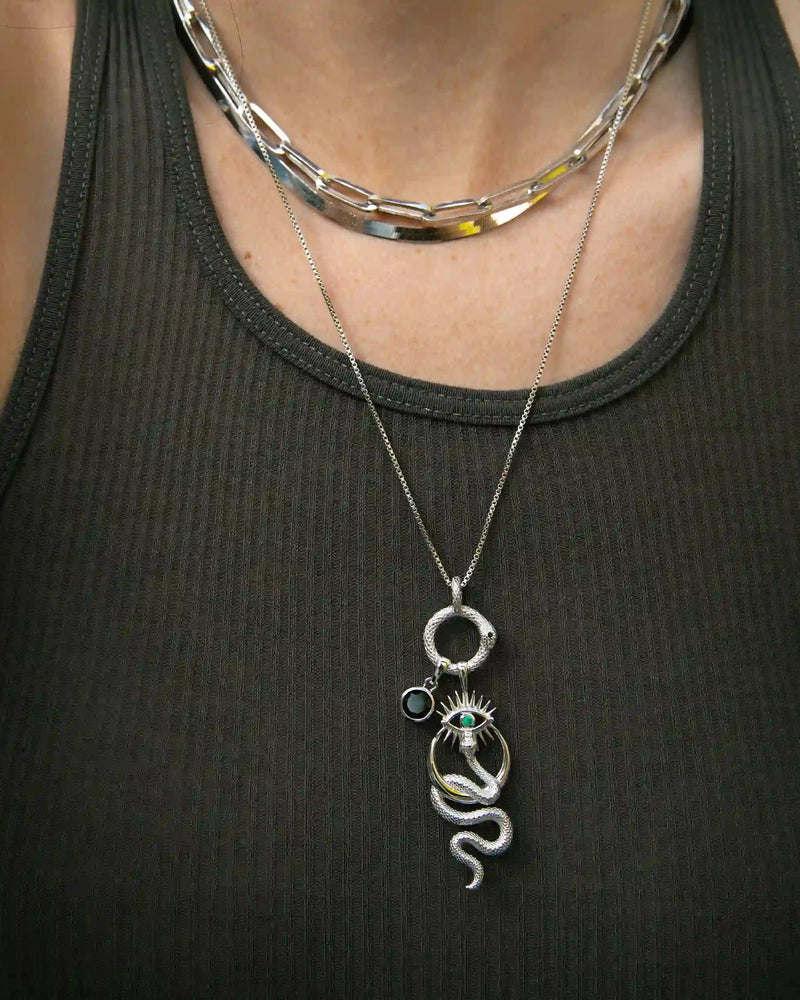 Awe Inspired Necklaces Crescent Snake Eye Necklace