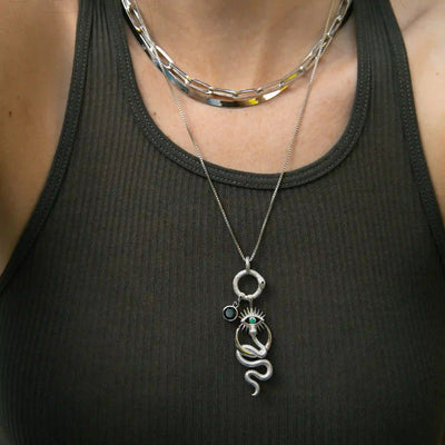 Awe Inspired Necklaces Crescent Snake Eye Necklace