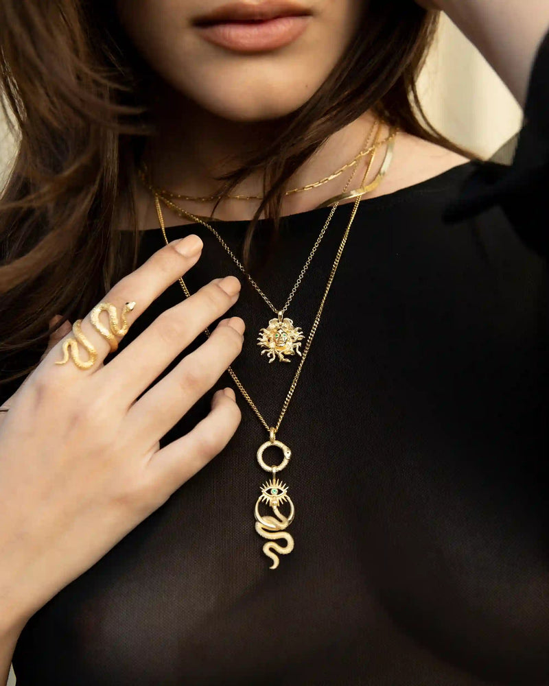 Awe Inspired Necklaces Crescent Snake Eye Necklace