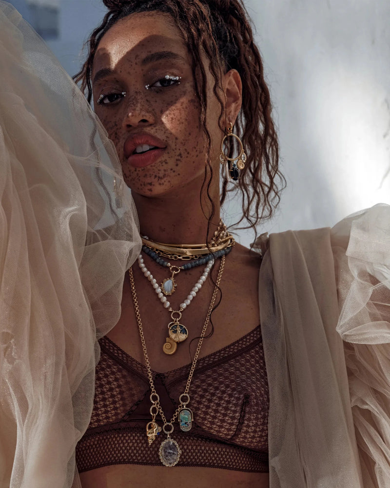 Awe Inspired Necklaces Deep Sea Gemstone Conch Necklace