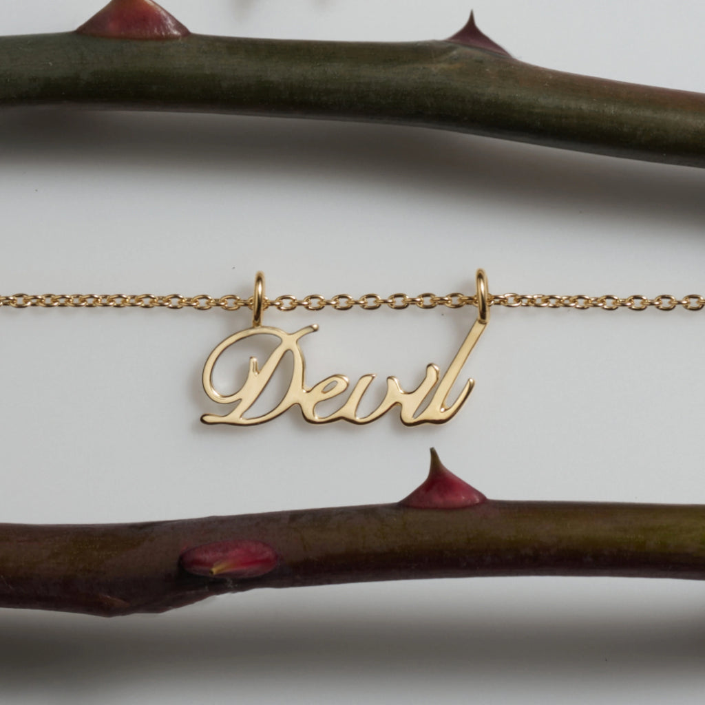 Awe Inspired Necklaces Devil Nameplate Necklace