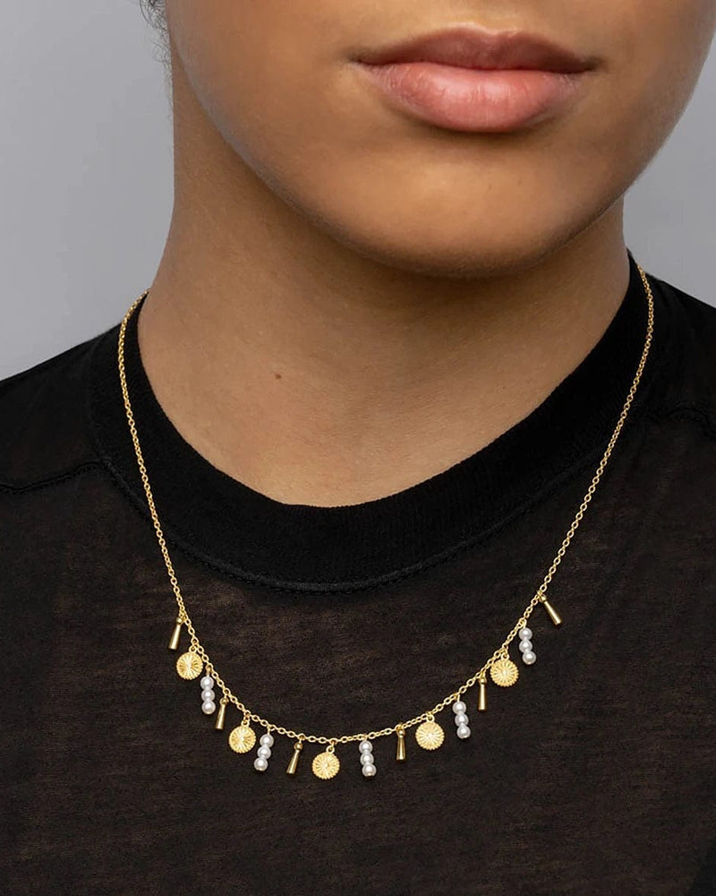 Awe Inspired Necklaces Diamond and Pearl Dangle Necklace