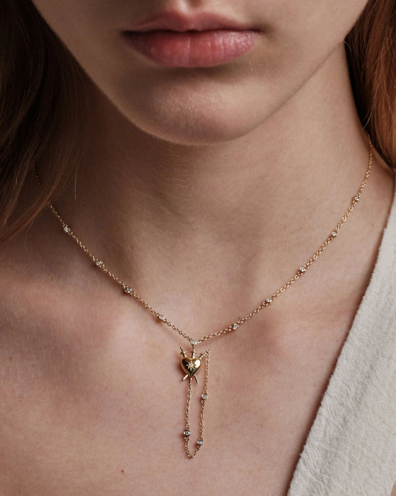 Awe Inspired Necklaces Diamond Sacred Heart Lariat