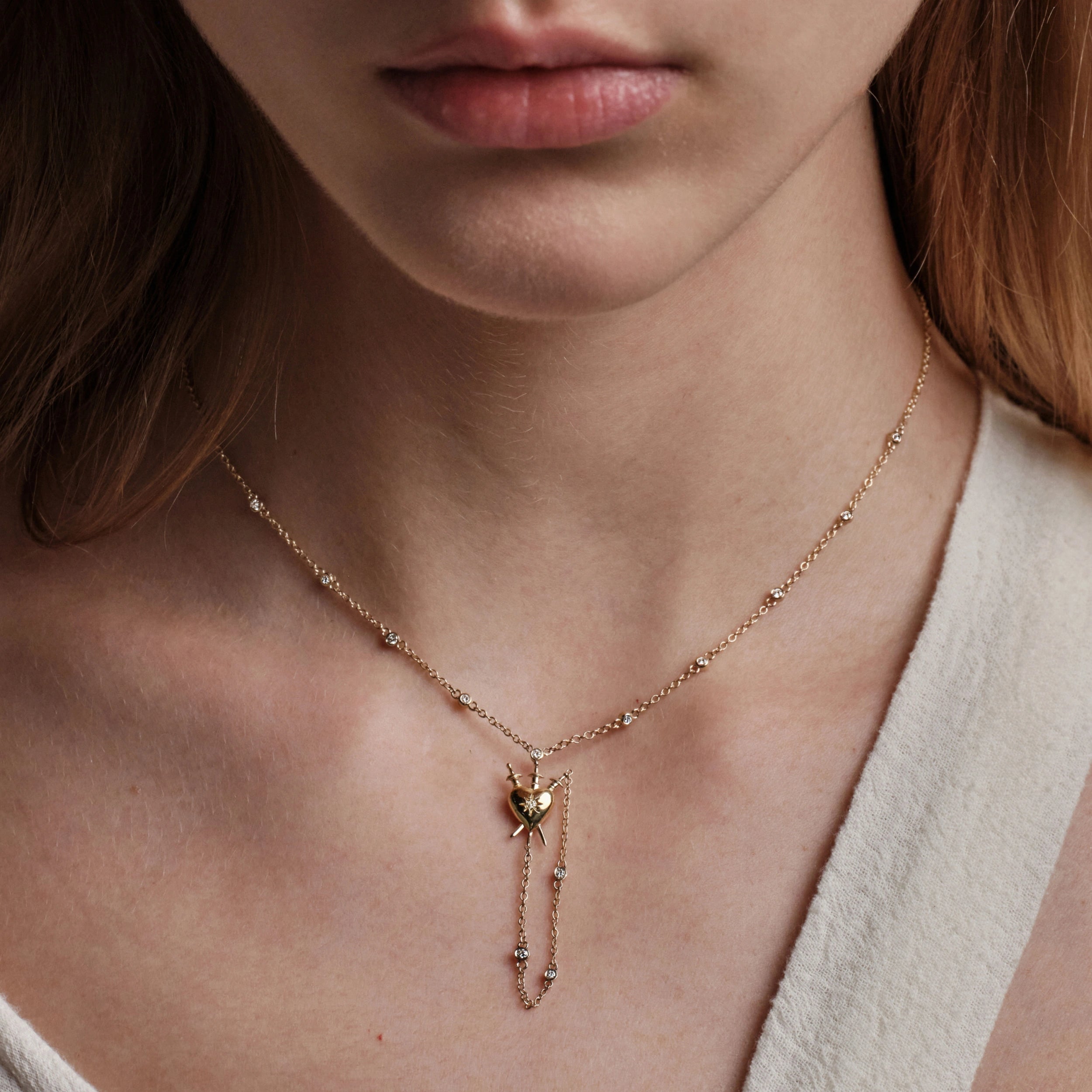 Awe Inspired Necklaces Diamond Sacred Heart Lariat