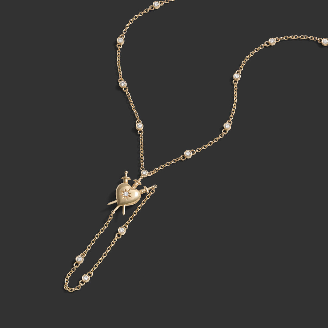 Awe Inspired Necklaces Diamond Sacred Heart Lariat