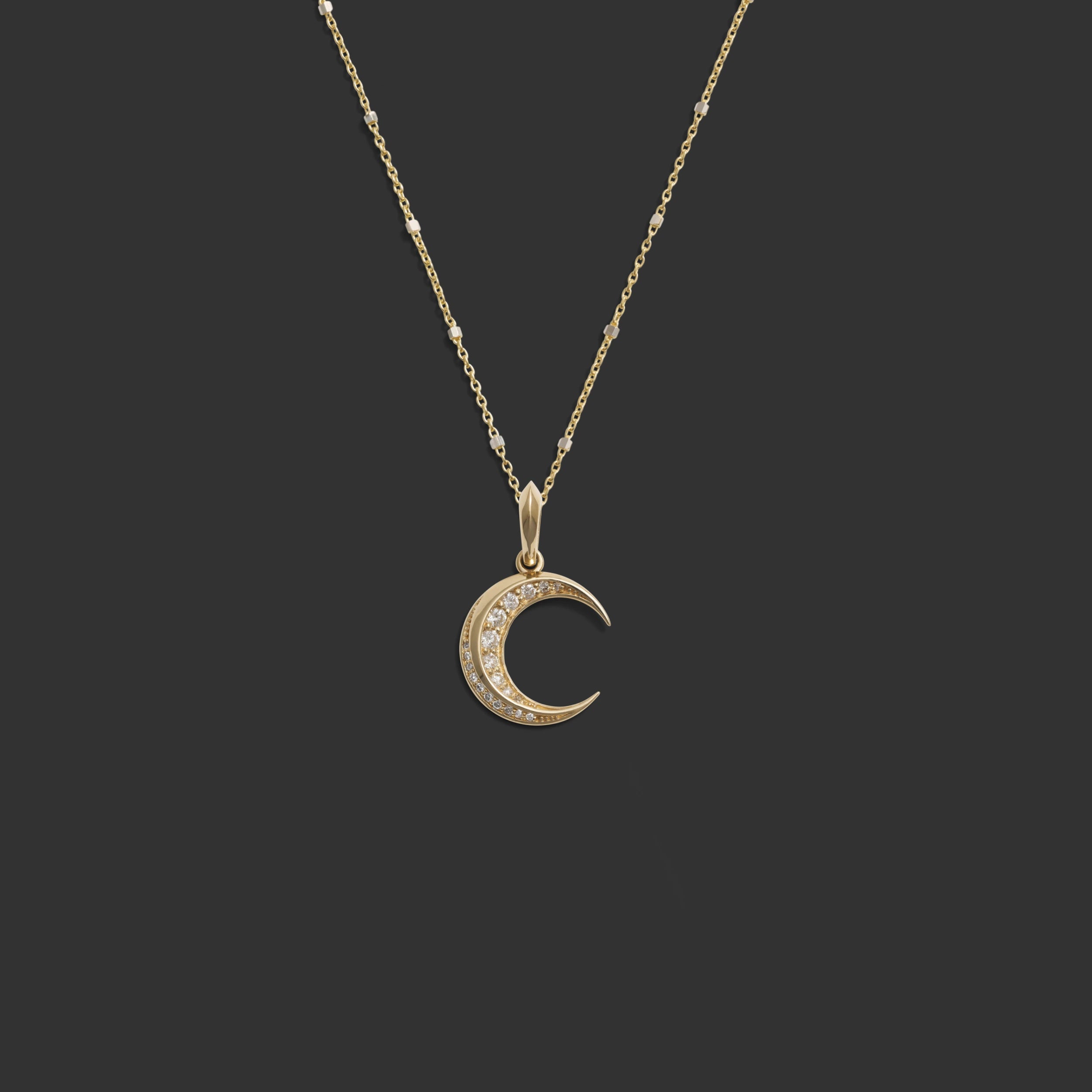 Awe Inspired Necklaces Diamond Twisted Moon Necklace