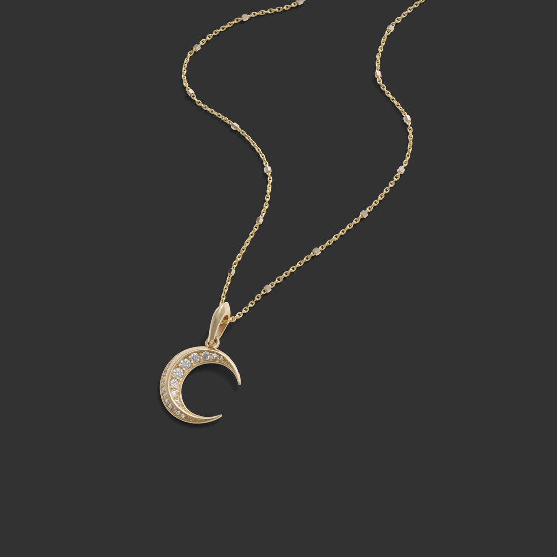 Awe Inspired Necklaces Diamond Twisted Moon Necklace
