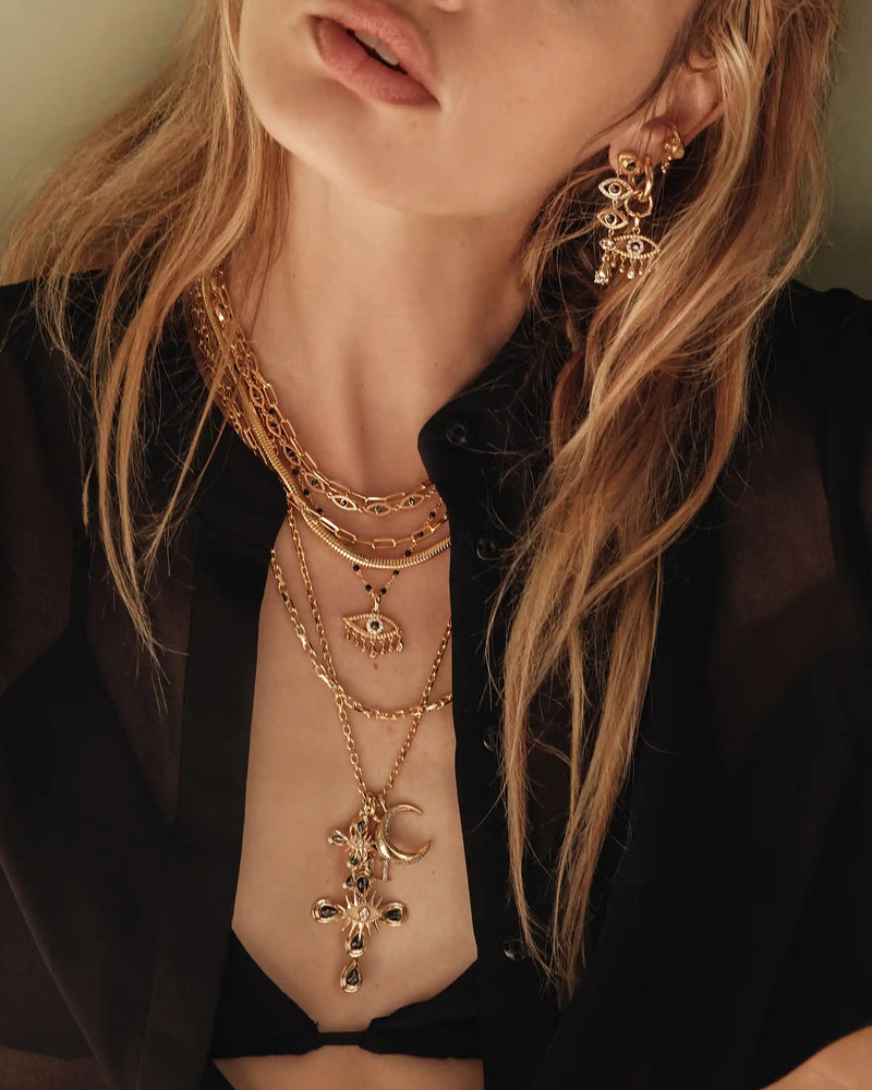 Awe Inspired Necklaces Double Cross Charm Necklace