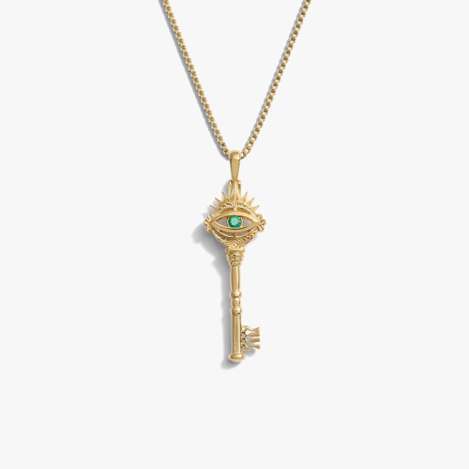 Awe Inspired Necklaces Emerald Evil Eye Key Necklace