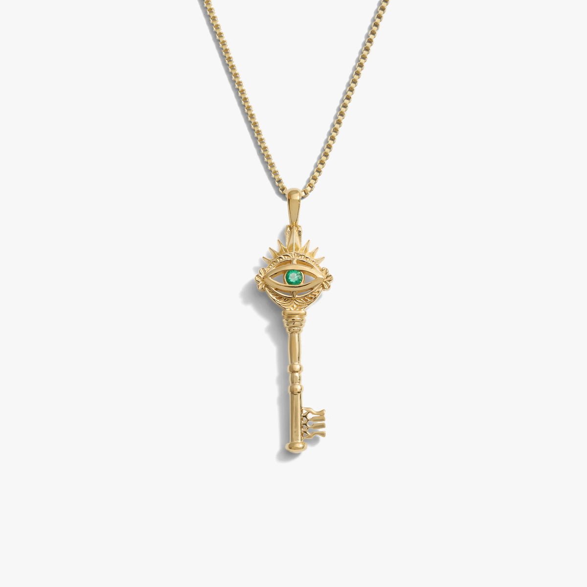 Awe Inspired Necklaces Emerald Evil Eye Key Necklace
