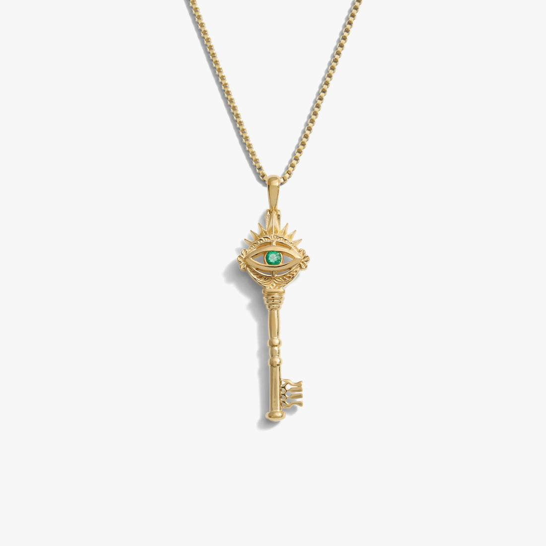 Awe Inspired Necklaces Emerald Evil Eye Key Necklace