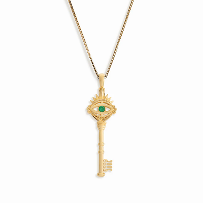 Awe Inspired Necklaces Emerald Evil Eye Key Necklace