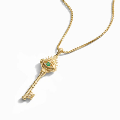 Awe Inspired Necklaces Emerald Evil Eye Key Necklace