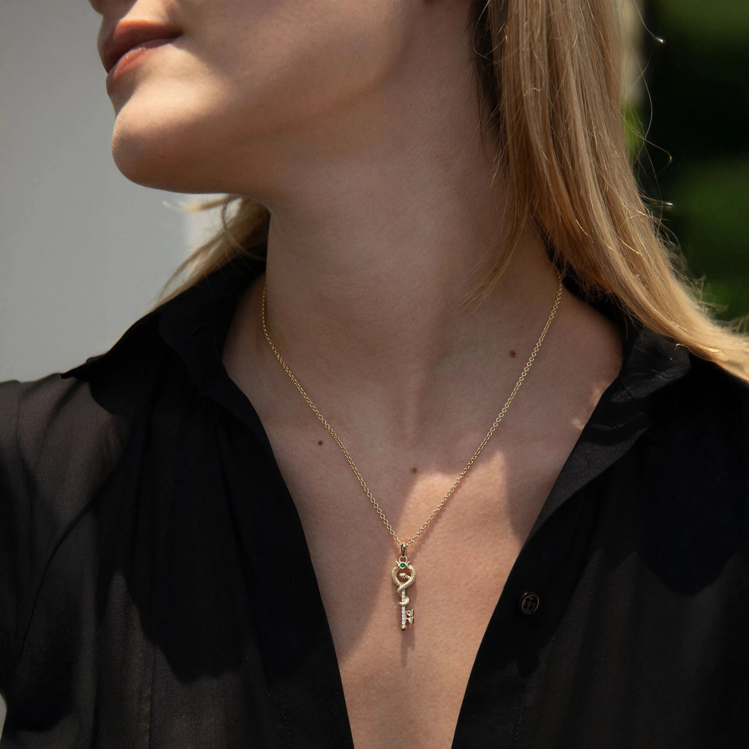 Awe Inspired Necklaces Emerald Key Necklace