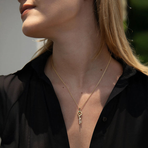 Awe Inspired Necklaces Emerald Key Necklace