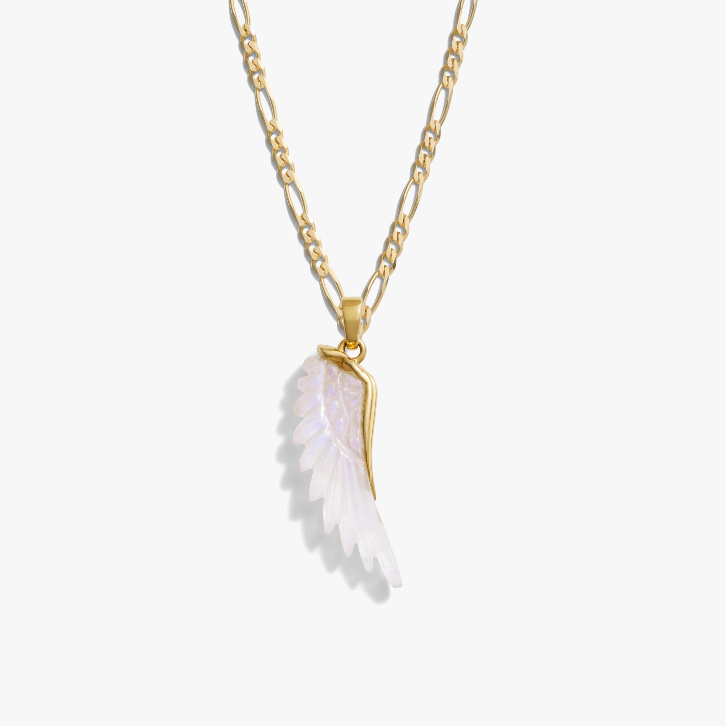 Awe Inspired Necklaces Gemstone Angel Wing Figaro Necklace