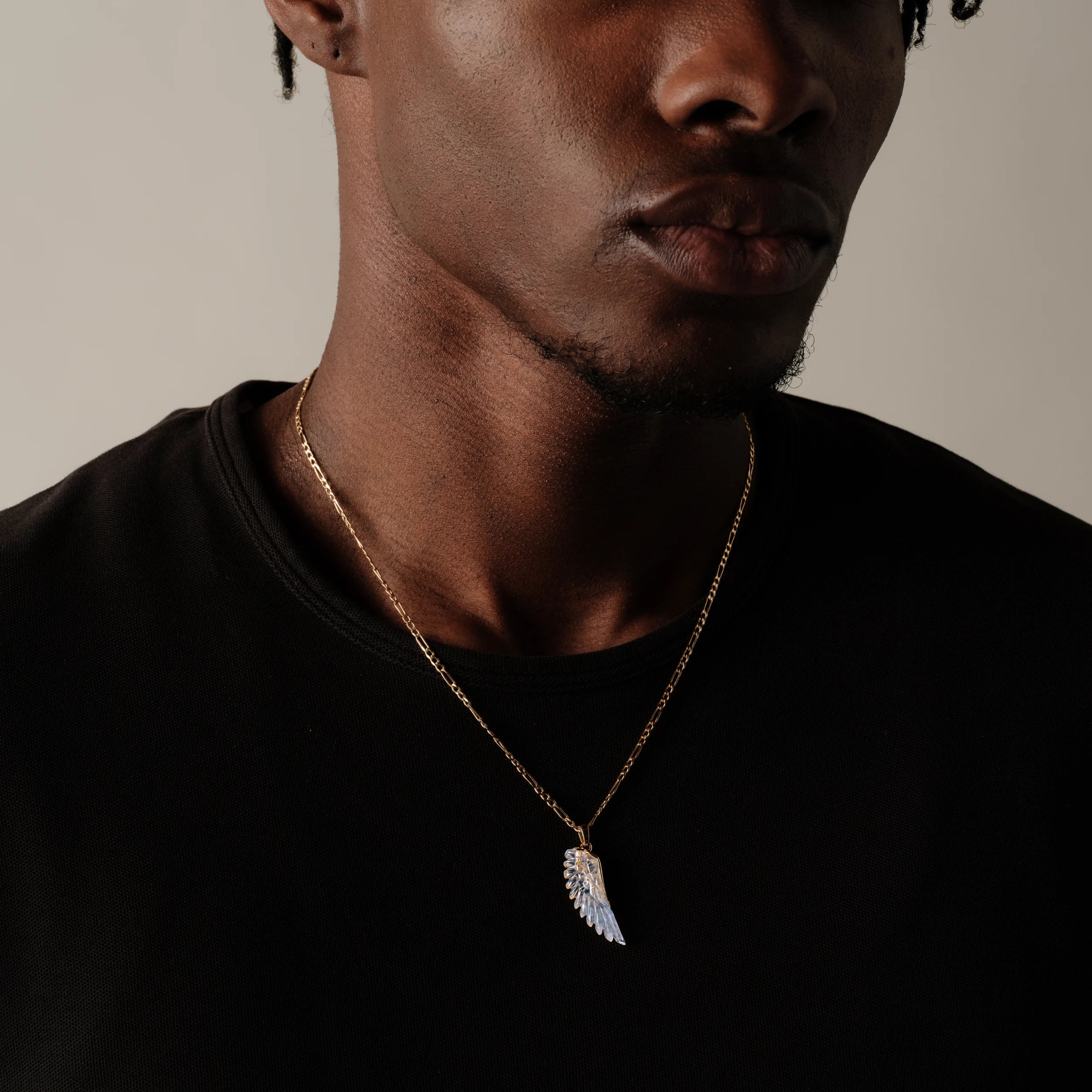 Awe Inspired Necklaces Gemstone Angel Wing Figaro Necklace