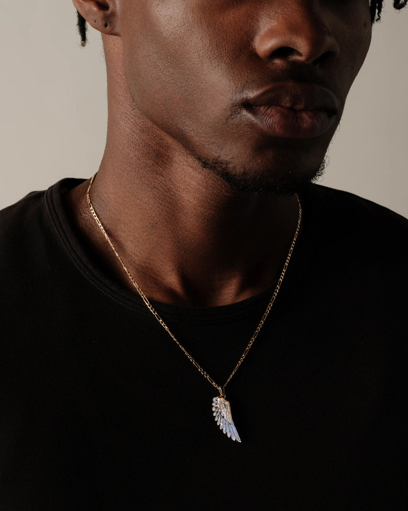 Awe Inspired Necklaces Gemstone Angel Wing Figaro Necklace