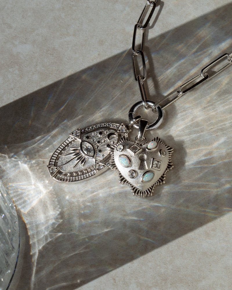 Awe Inspired Necklaces Gemstone Locked Radiant Heart Necklace