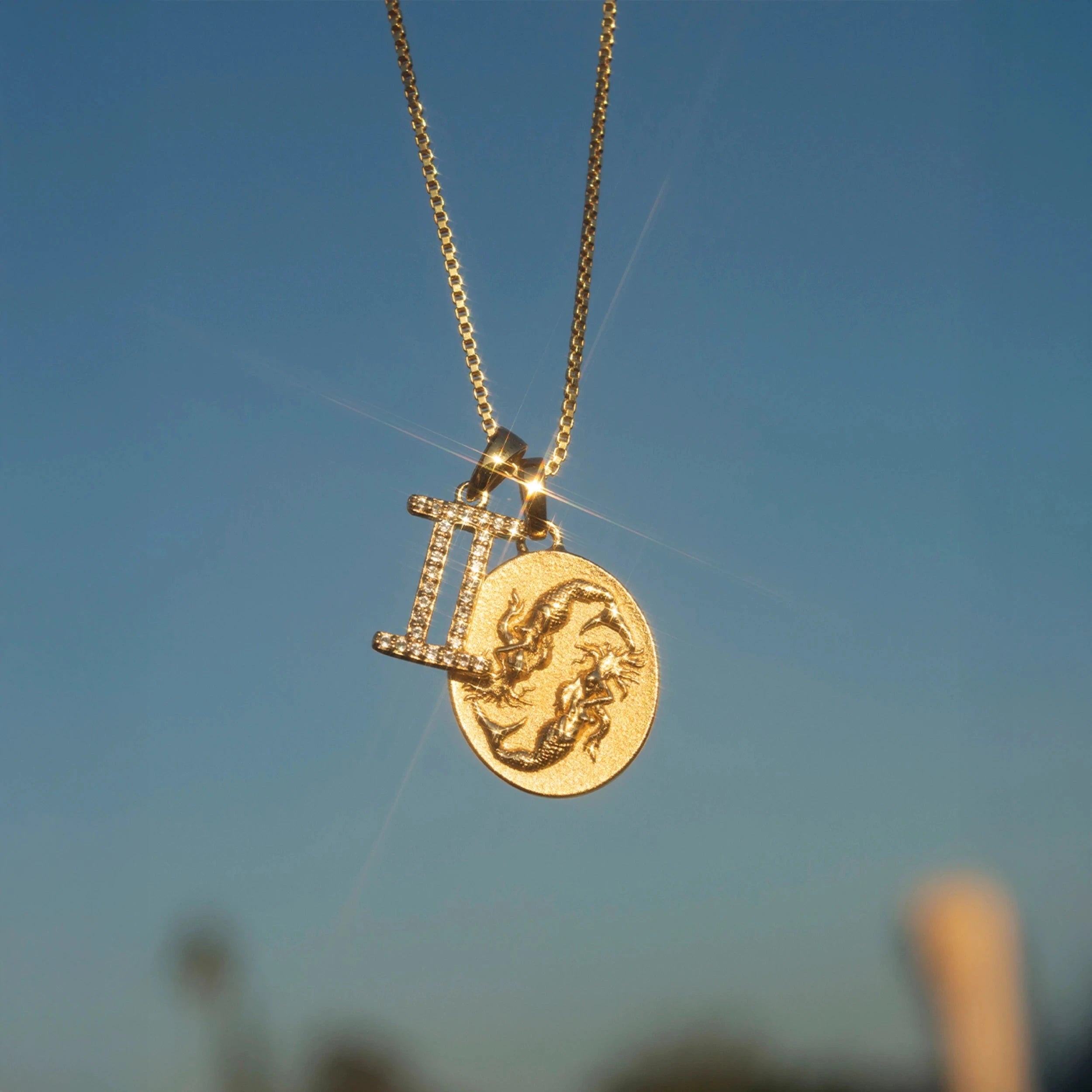 Awe Inspired Necklaces Gemstone Zodiac on Saturn Chain