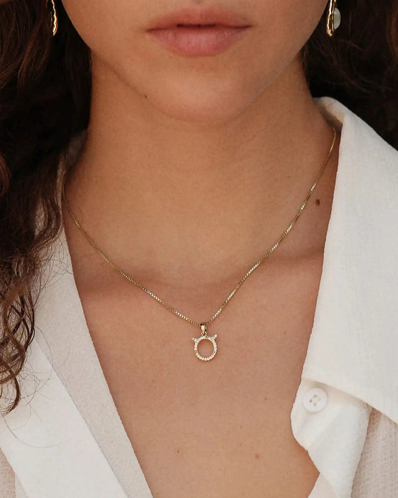 Awe Inspired Necklaces Gemstone Zodiac on Saturn Chain