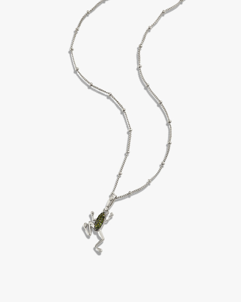 Awe Inspired Necklaces Green Diamond Frog Necklace