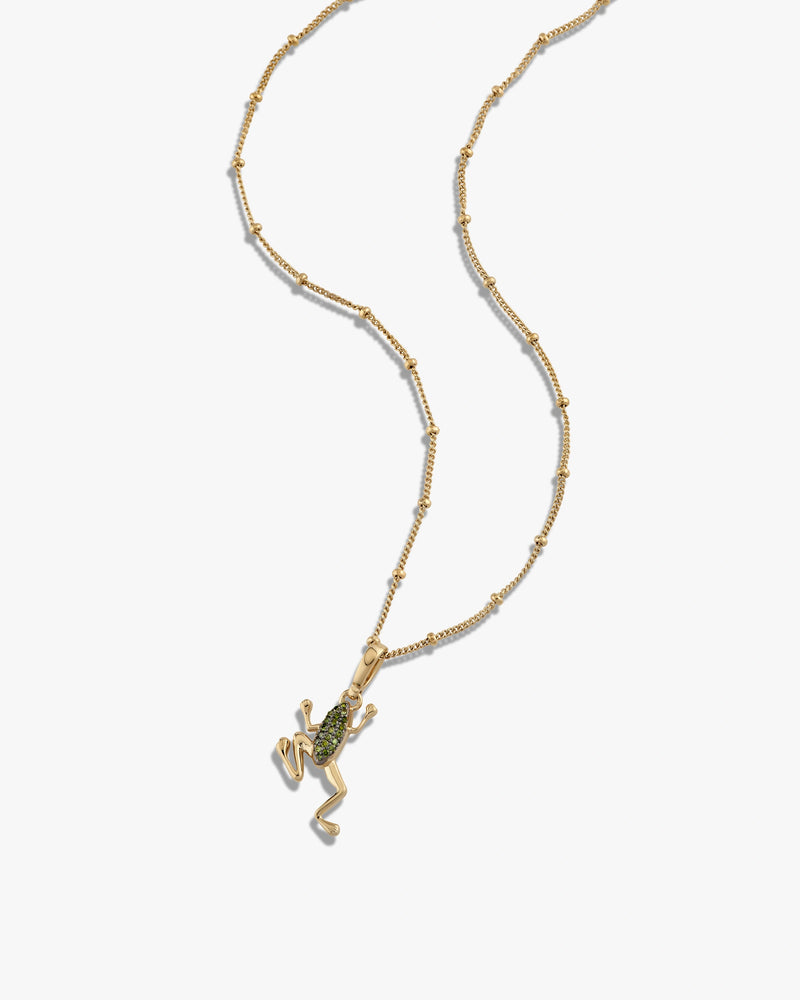 Awe Inspired Necklaces Green Diamond Frog Necklace