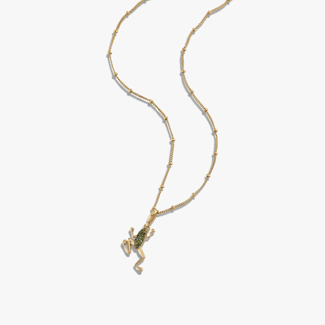 Awe Inspired Necklaces Green Diamond Frog Necklace