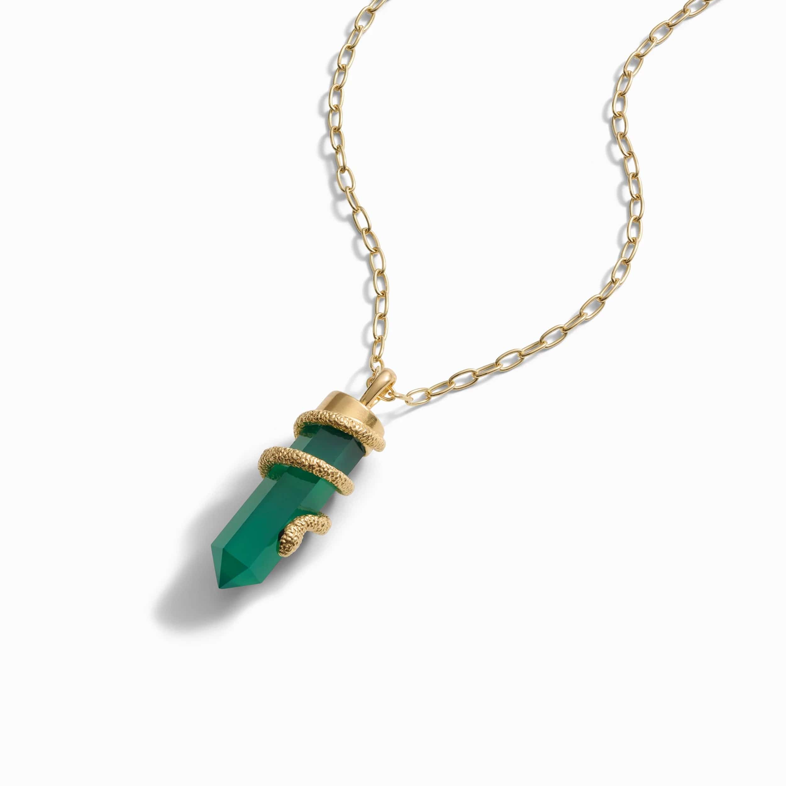 Green Onyx Crystal Snake Necklace – Awe Inspired Green Onyx Crystal Snake Necklace – Awe Inspired