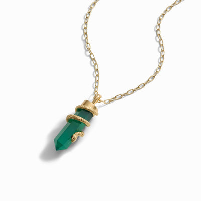 Awe Inspired Necklaces Green Onyx Crystal Snake Necklace