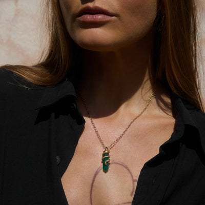 Awe Inspired Necklaces Green Onyx Crystal Snake Necklace