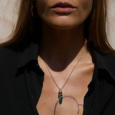 Awe Inspired Necklaces Green Onyx Crystal Snake Necklace