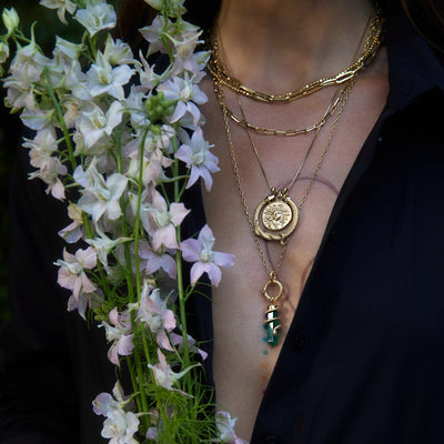 Awe Inspired Necklaces Green Onyx Crystal Snake Necklace