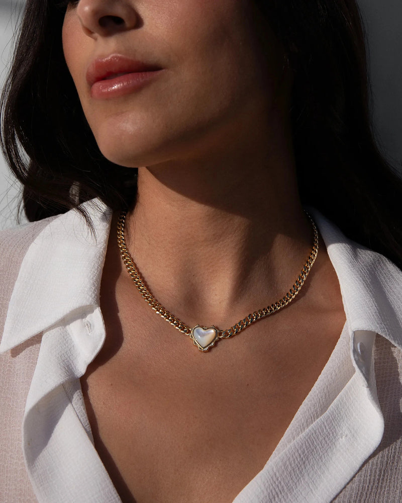 Awe Inspired Necklaces Heart Cabochon Cuban Necklace