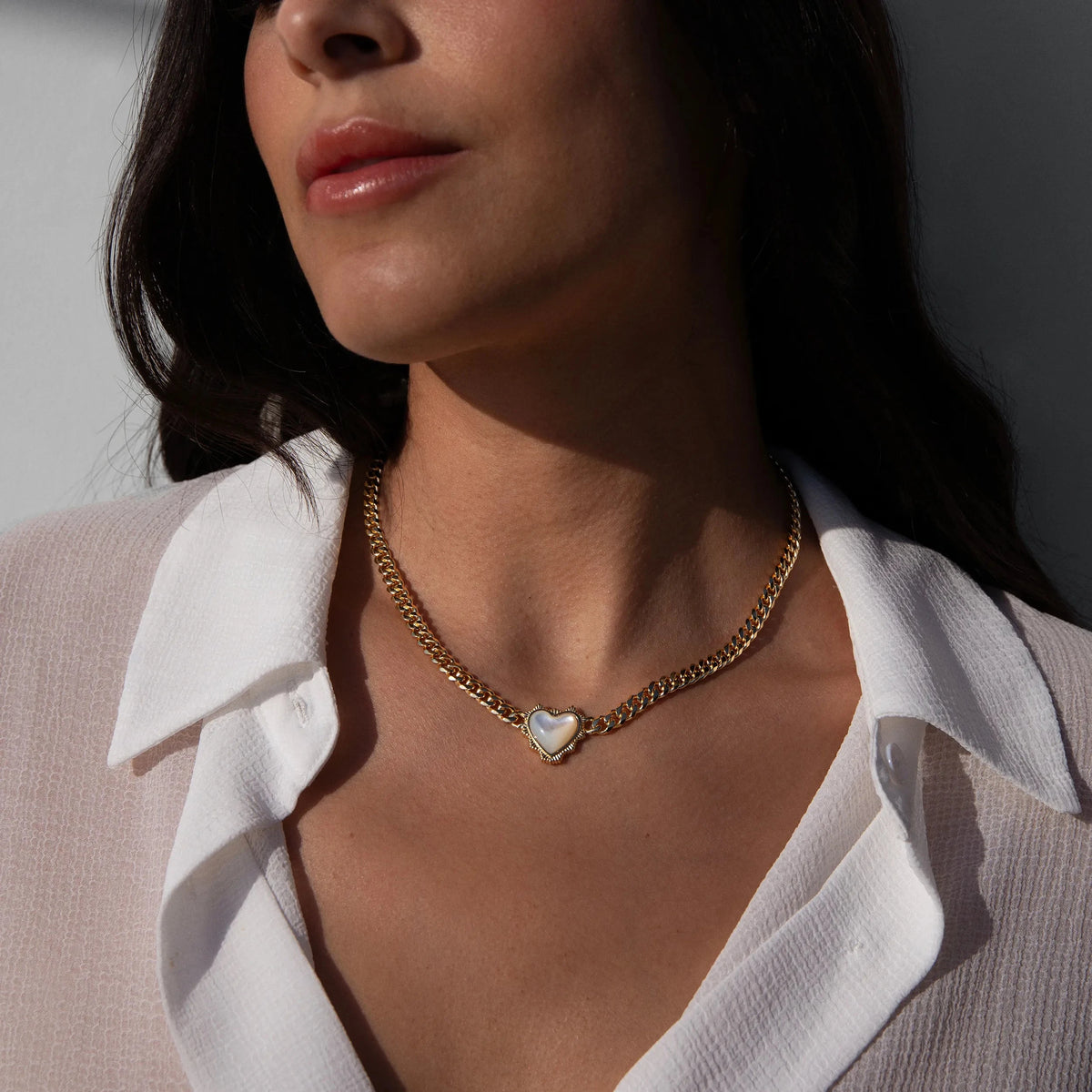 Awe Inspired Necklaces Heart Cabochon Cuban Necklace