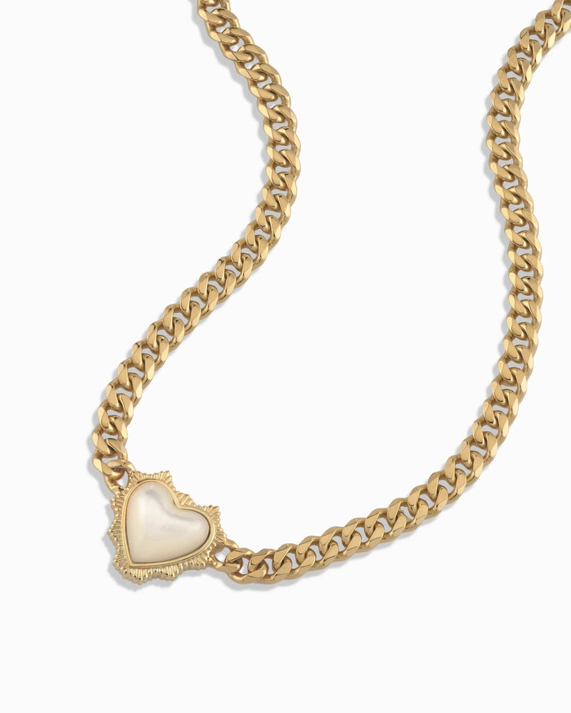 Awe Inspired Necklaces Heart Cabochon Cuban Necklace