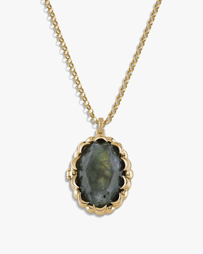 Awe Inspired Necklaces Labradorite / 14K Yellow Gold Vermeil / 16-18" Rolo Oracle Locket Necklace