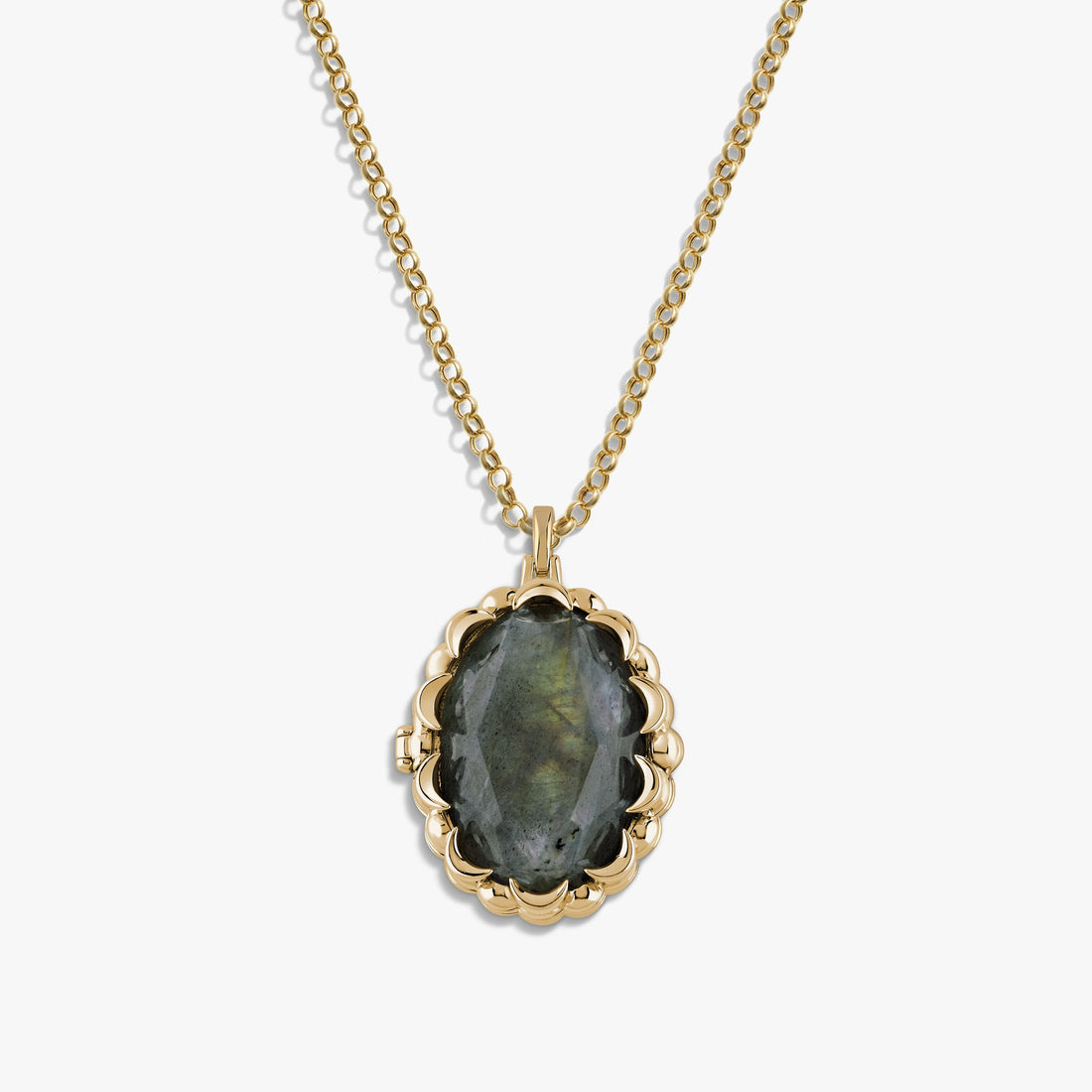 Awe Inspired Necklaces Labradorite / 14K Yellow Gold Vermeil / 16-18" Rolo Oracle Locket Necklace