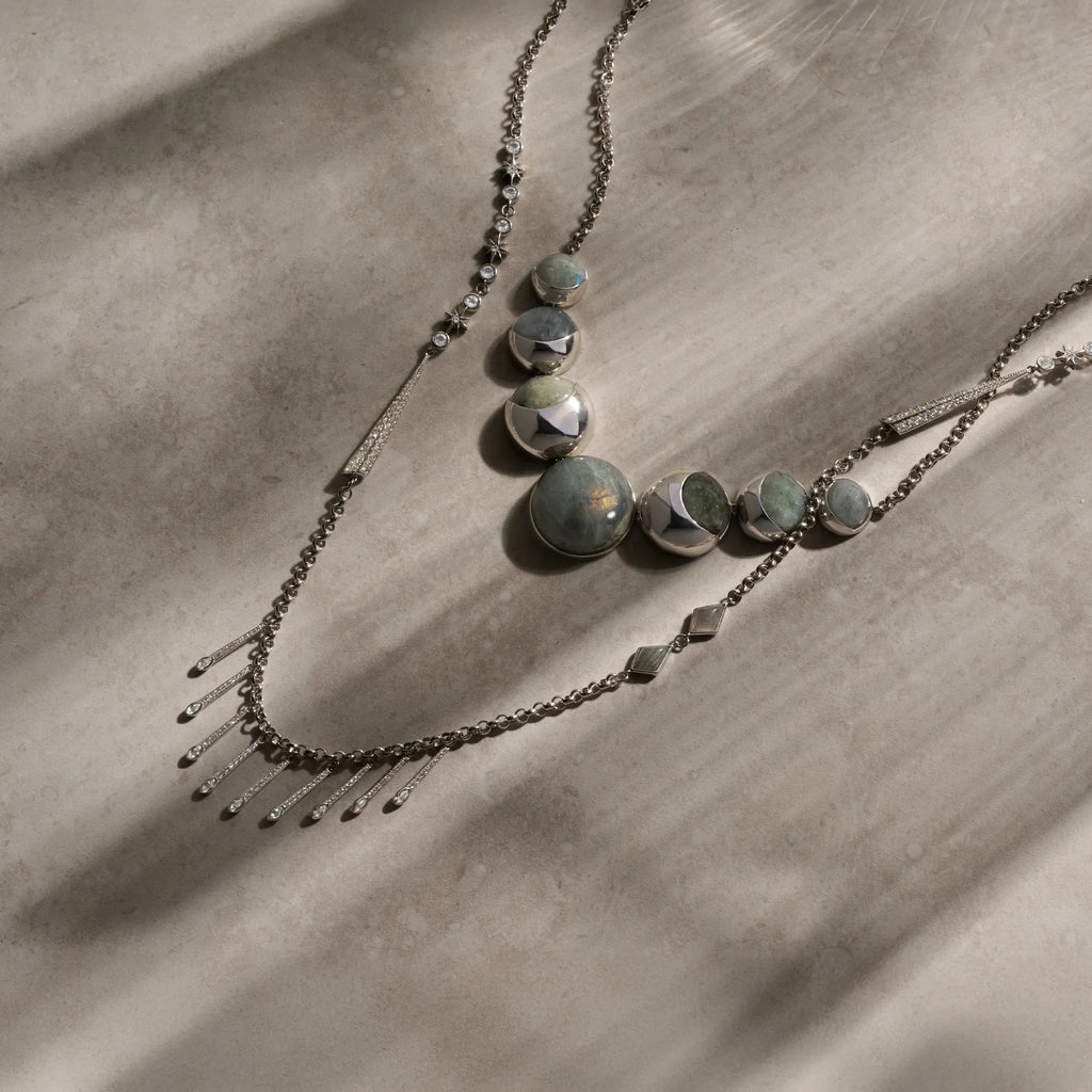 Awe Inspired Necklaces Labradorite Moon Phase Statement Necklace