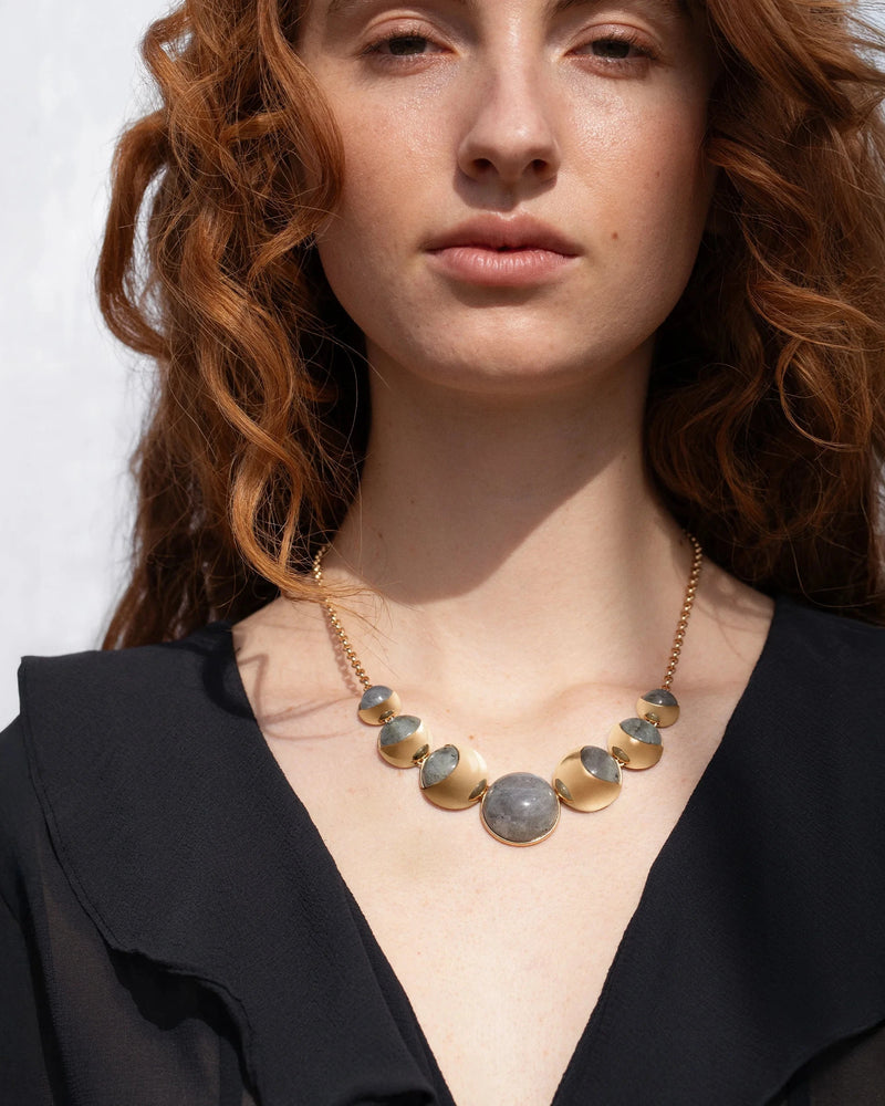 Awe Inspired Necklaces Labradorite Moon Phase Statement Necklace