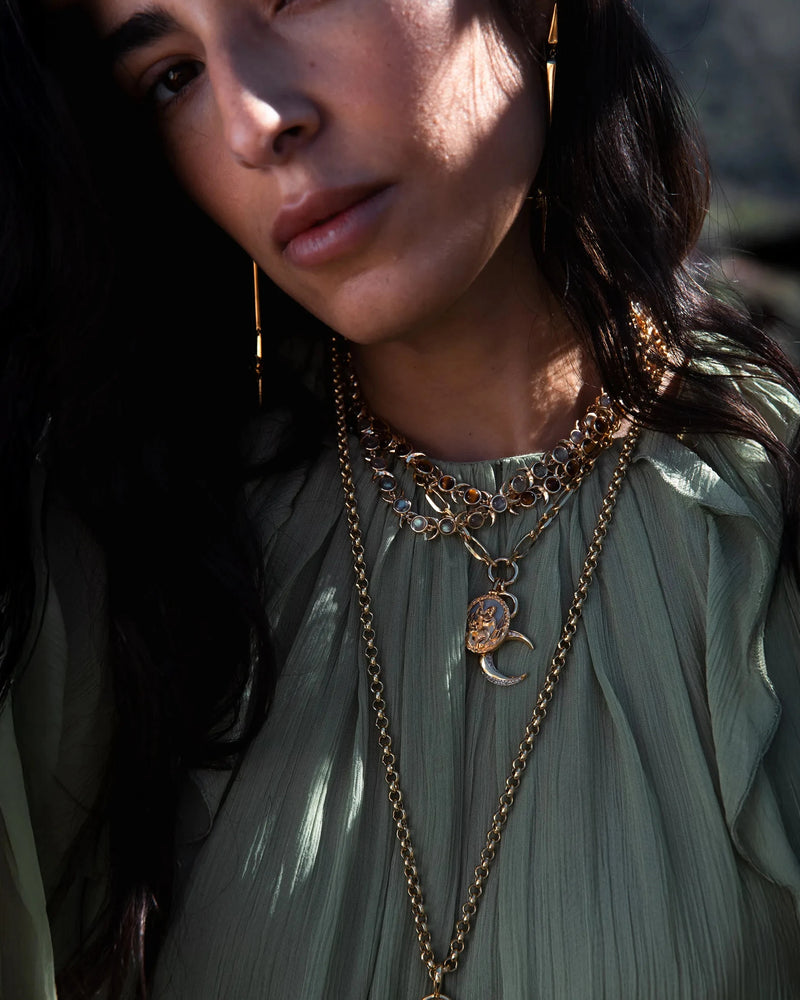 Awe Inspired Necklaces Labradorite Triple Moon Tennis Necklace